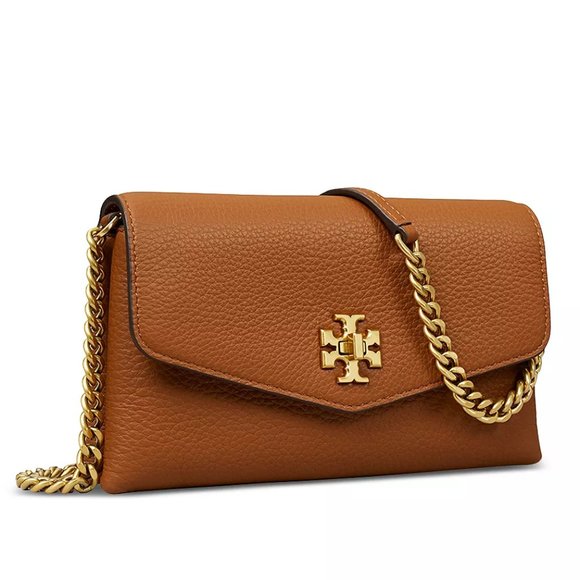 NWT Tory Burch Kira Chevron Leather Wallet On a Chain WOC Umber Brown AUTHENTIC - Picture 3 of 16